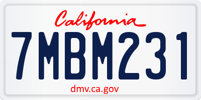 CA license plate 7MBM231