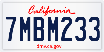 CA license plate 7MBM233