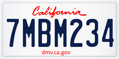 CA license plate 7MBM234