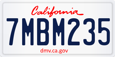 CA license plate 7MBM235
