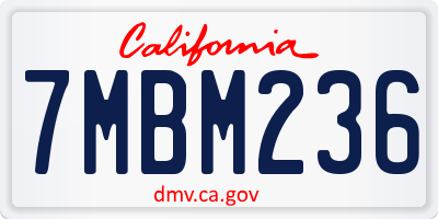 CA license plate 7MBM236