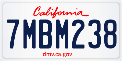 CA license plate 7MBM238