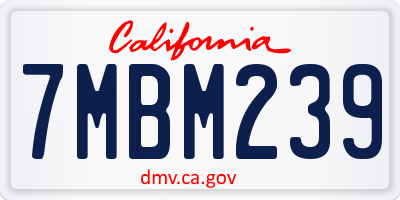 CA license plate 7MBM239