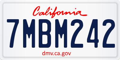 CA license plate 7MBM242