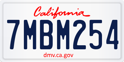 CA license plate 7MBM254