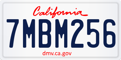 CA license plate 7MBM256