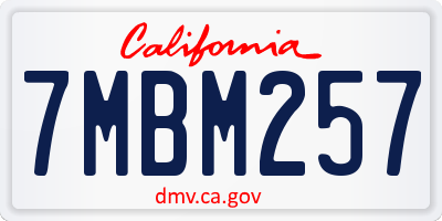 CA license plate 7MBM257