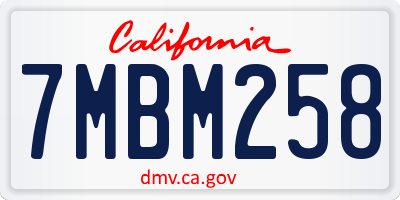 CA license plate 7MBM258