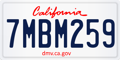 CA license plate 7MBM259