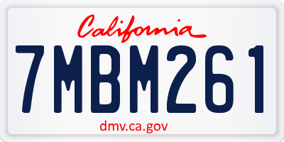 CA license plate 7MBM261