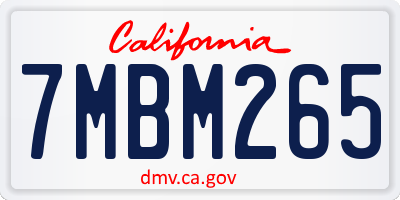 CA license plate 7MBM265