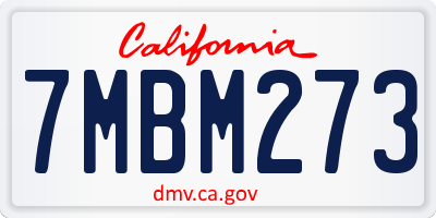 CA license plate 7MBM273