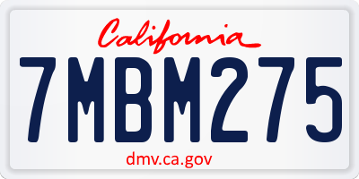 CA license plate 7MBM275