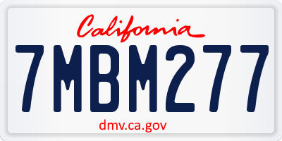 CA license plate 7MBM277