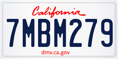 CA license plate 7MBM279