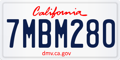CA license plate 7MBM280