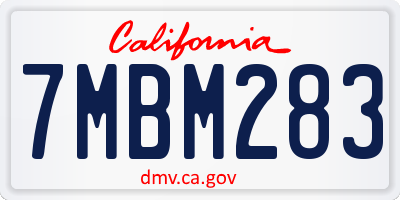CA license plate 7MBM283