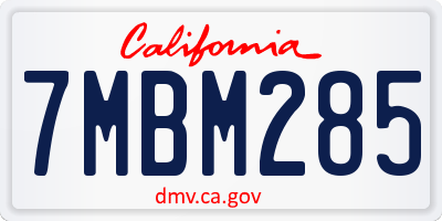 CA license plate 7MBM285