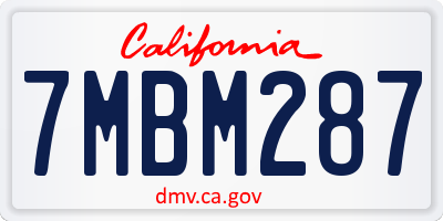 CA license plate 7MBM287