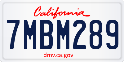 CA license plate 7MBM289