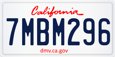 CA license plate 7MBM296