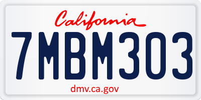 CA license plate 7MBM303