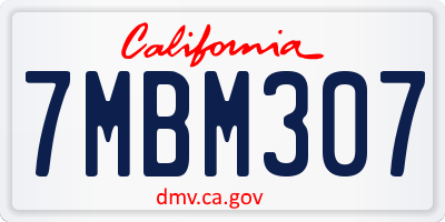 CA license plate 7MBM307