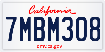 CA license plate 7MBM308