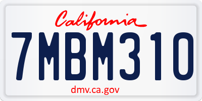 CA license plate 7MBM310