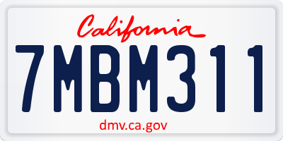CA license plate 7MBM311