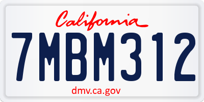 CA license plate 7MBM312