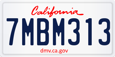 CA license plate 7MBM313