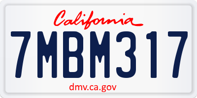 CA license plate 7MBM317