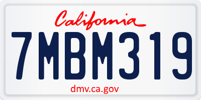 CA license plate 7MBM319