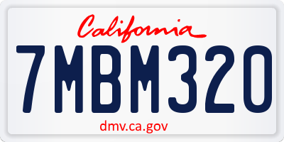 CA license plate 7MBM320