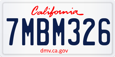 CA license plate 7MBM326