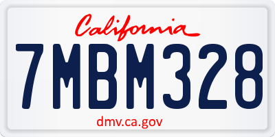CA license plate 7MBM328