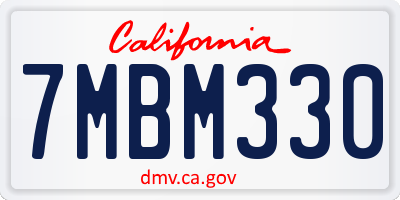 CA license plate 7MBM330