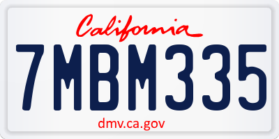 CA license plate 7MBM335