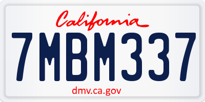 CA license plate 7MBM337
