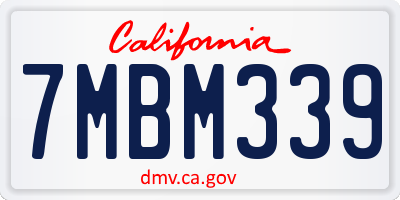 CA license plate 7MBM339