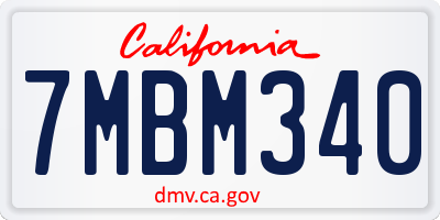CA license plate 7MBM340