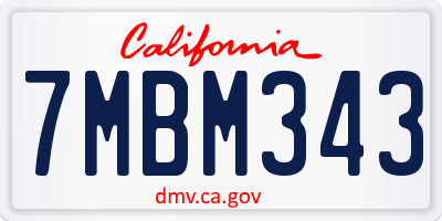 CA license plate 7MBM343