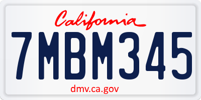 CA license plate 7MBM345
