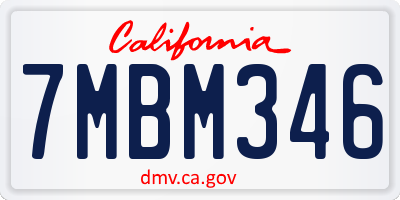 CA license plate 7MBM346