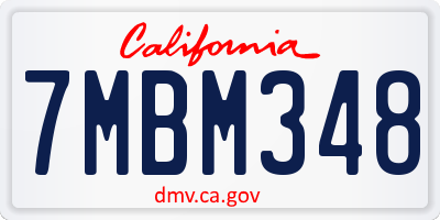 CA license plate 7MBM348