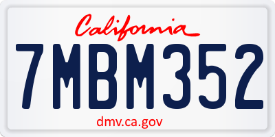 CA license plate 7MBM352