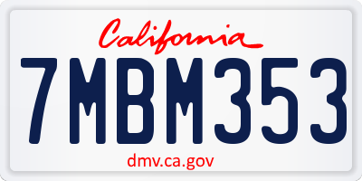 CA license plate 7MBM353