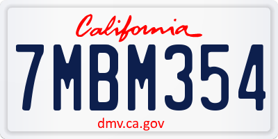 CA license plate 7MBM354