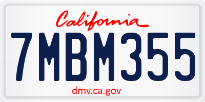 CA license plate 7MBM355